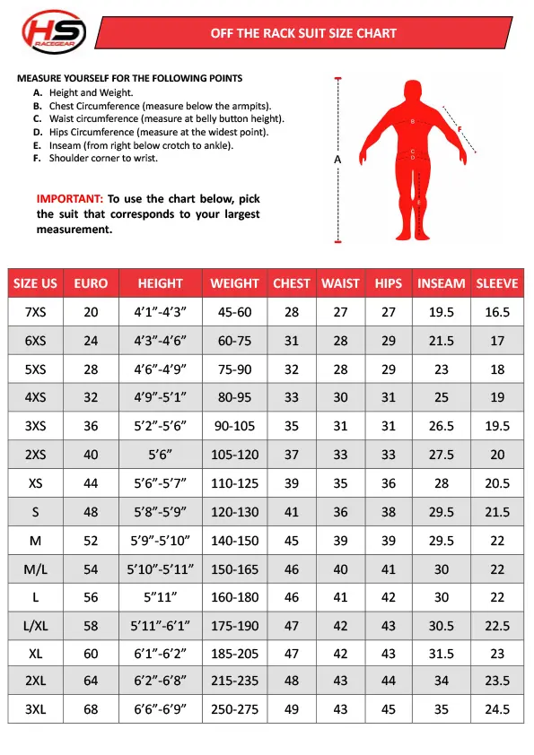 Off-the-rack SFI race suits ready for shipping — international customs classification under HS 6210.40