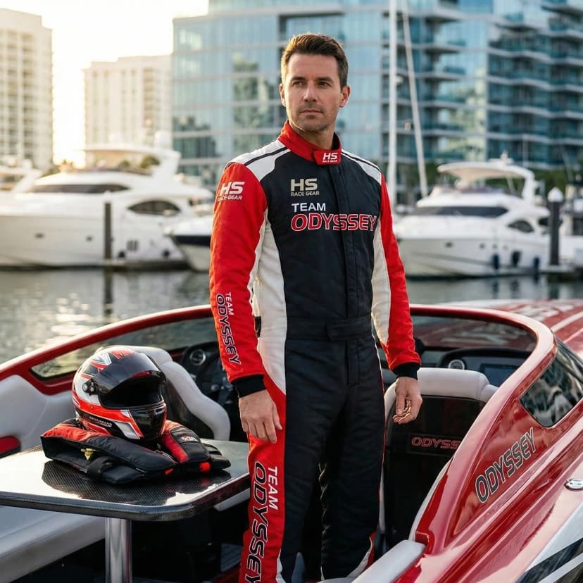 Custom power boat suit branding options