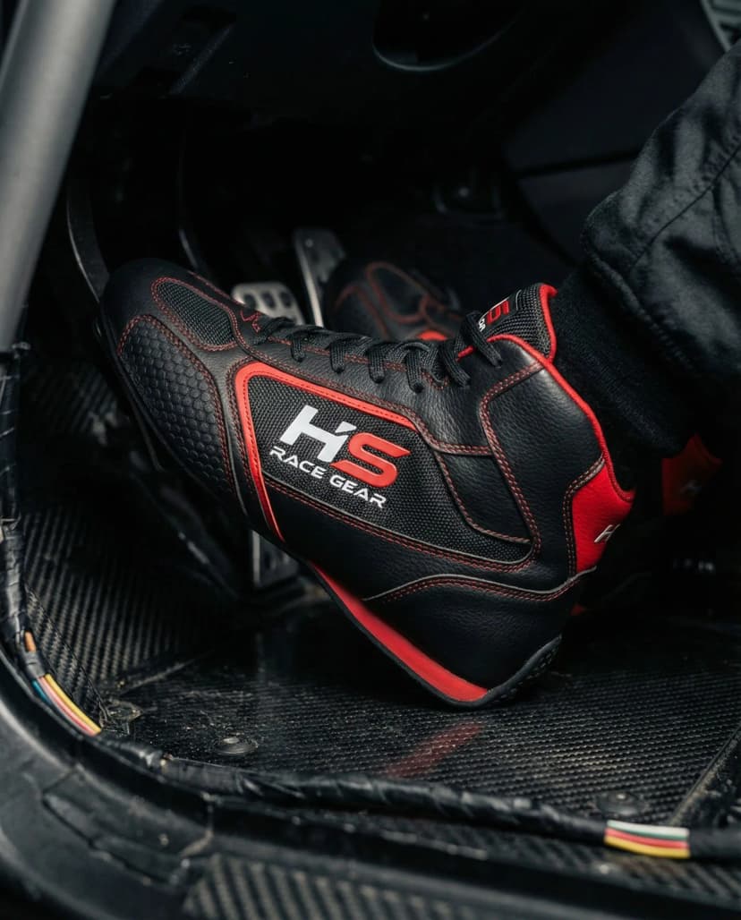 Racing shoes in action on pedals