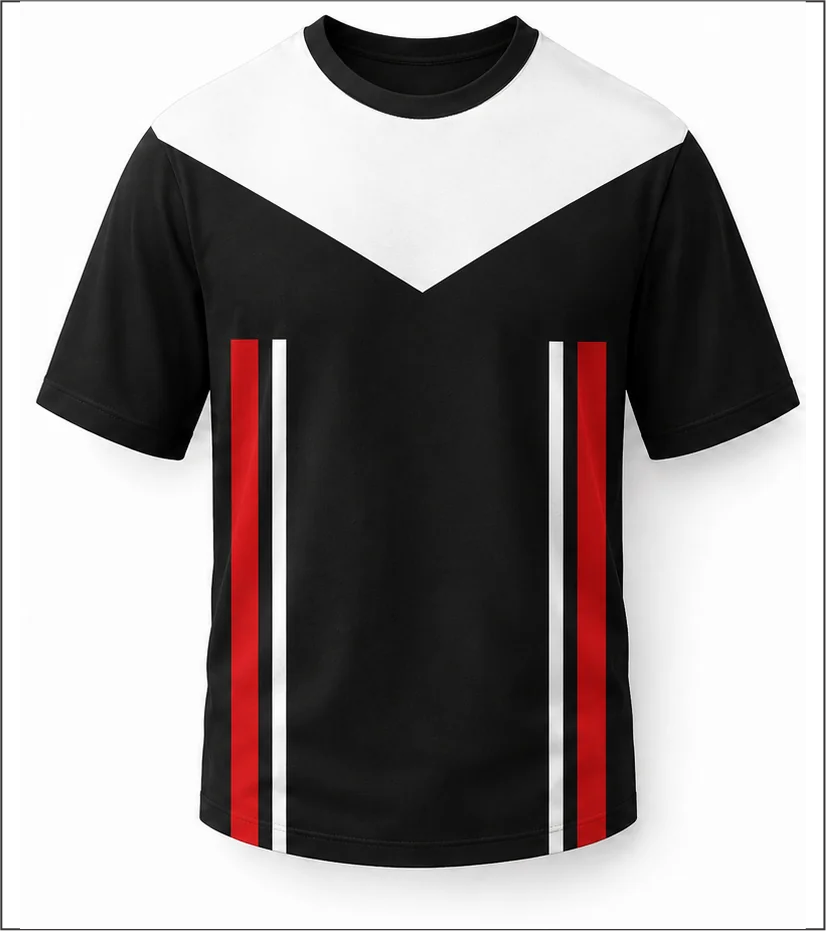 HS Endurance sublimated racing crew shirt front view — full-color pit crew shirt, performance polyester, made in USA by HS Race Gear