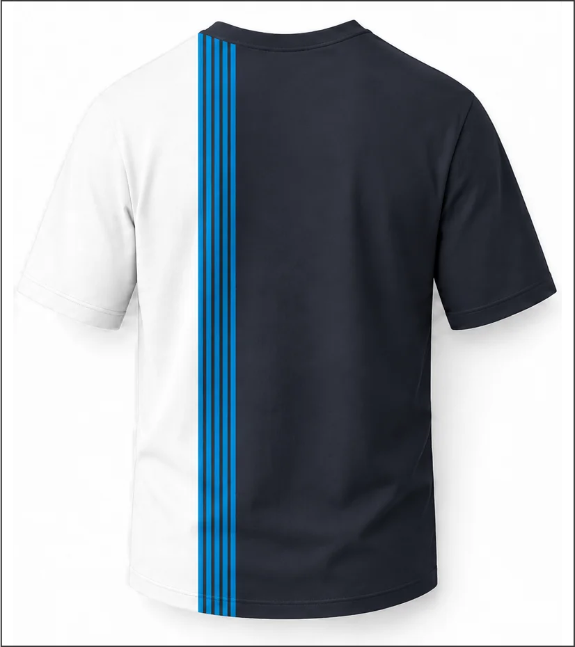 HS Legacy sublimated racing crew shirt back view — team pit crew apparel with full sublimation graphic, made in Watertown, MA