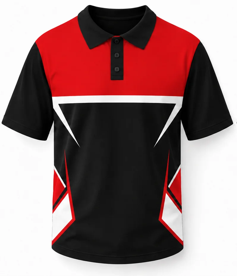 HS Monster sublimated racing crew shirt front view — full-color pit crew shirt, performance polyester, made in USA by HS Race Gear