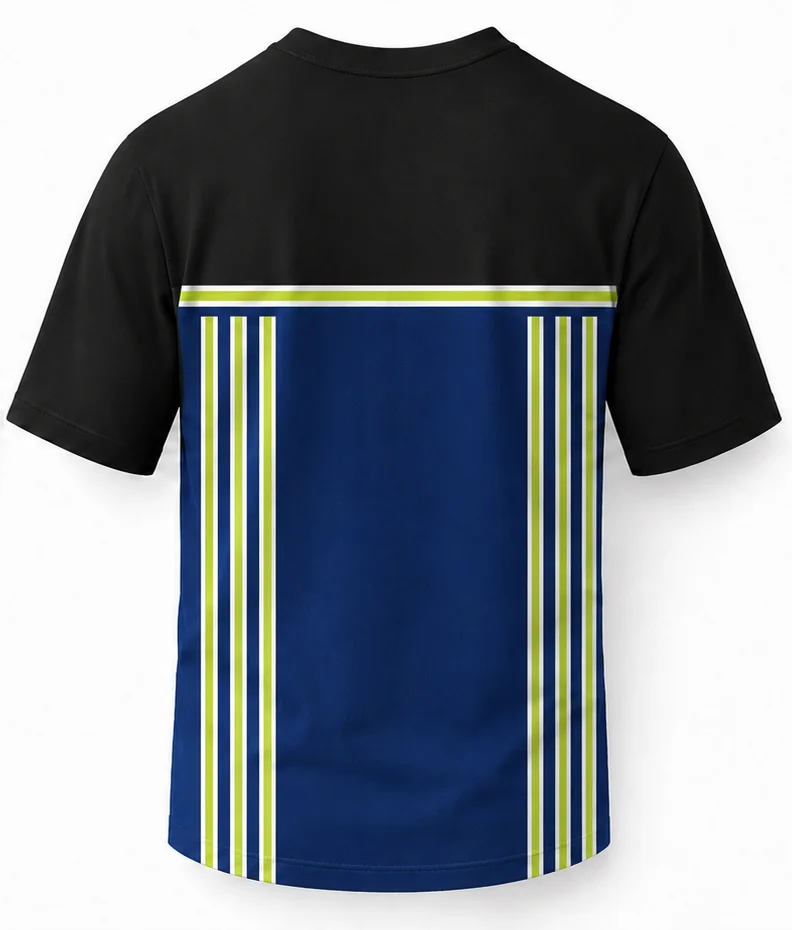 HS Pitroad sublimated racing crew shirt back view — team pit crew apparel with full sublimation graphic, made in Watertown, MA