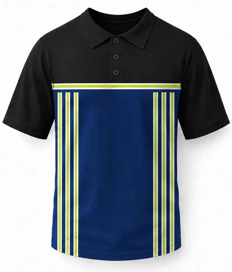 HS Pitroad sublimated racing crew shirt front view — full-color pit crew shirt, performance polyester, made in USA by HS Race Gear