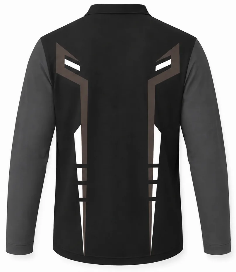 HS Super sublimated racing crew shirt back view — team pit crew apparel with full sublimation graphic, made in Watertown, MA