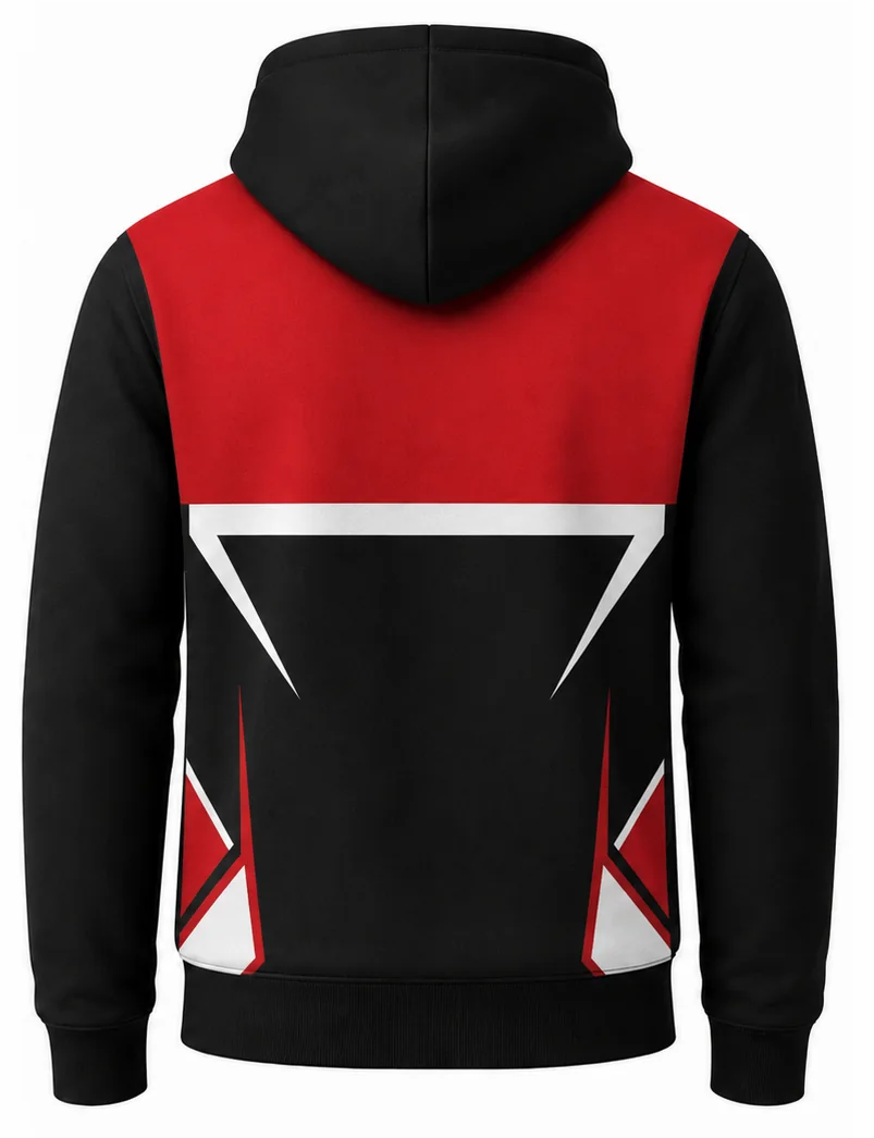 HS Monster sublimated crew racing hoodie back view — team apparel with full sublimation graphic, made in Watertown, MA
