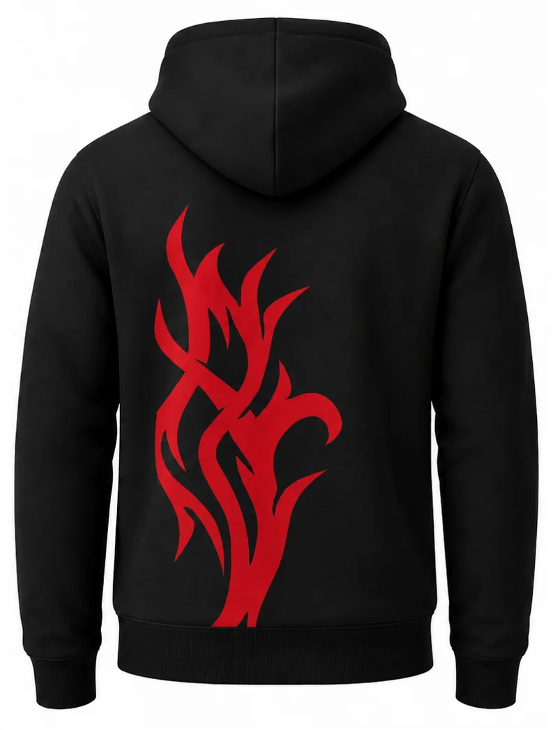 HS Outlaw sublimated crew racing hoodie back view — team apparel with full sublimation graphic, made in Watertown, MA