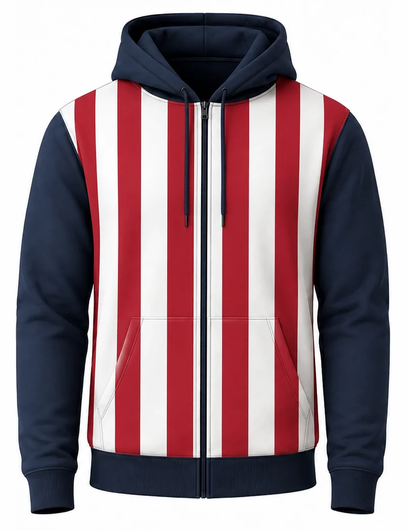 HS Patriot sublimated crew racing hoodie front view — full-color pit crew hoodie, poly fleece, made in USA by HS Race Gear