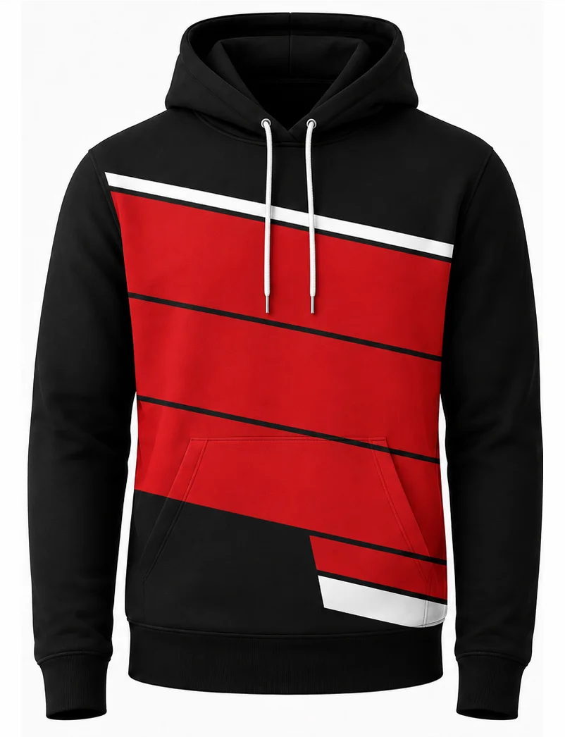 HS Redtide sublimated crew racing hoodie front view — full-color pit crew hoodie, poly fleece, made in USA by HS Race Gear