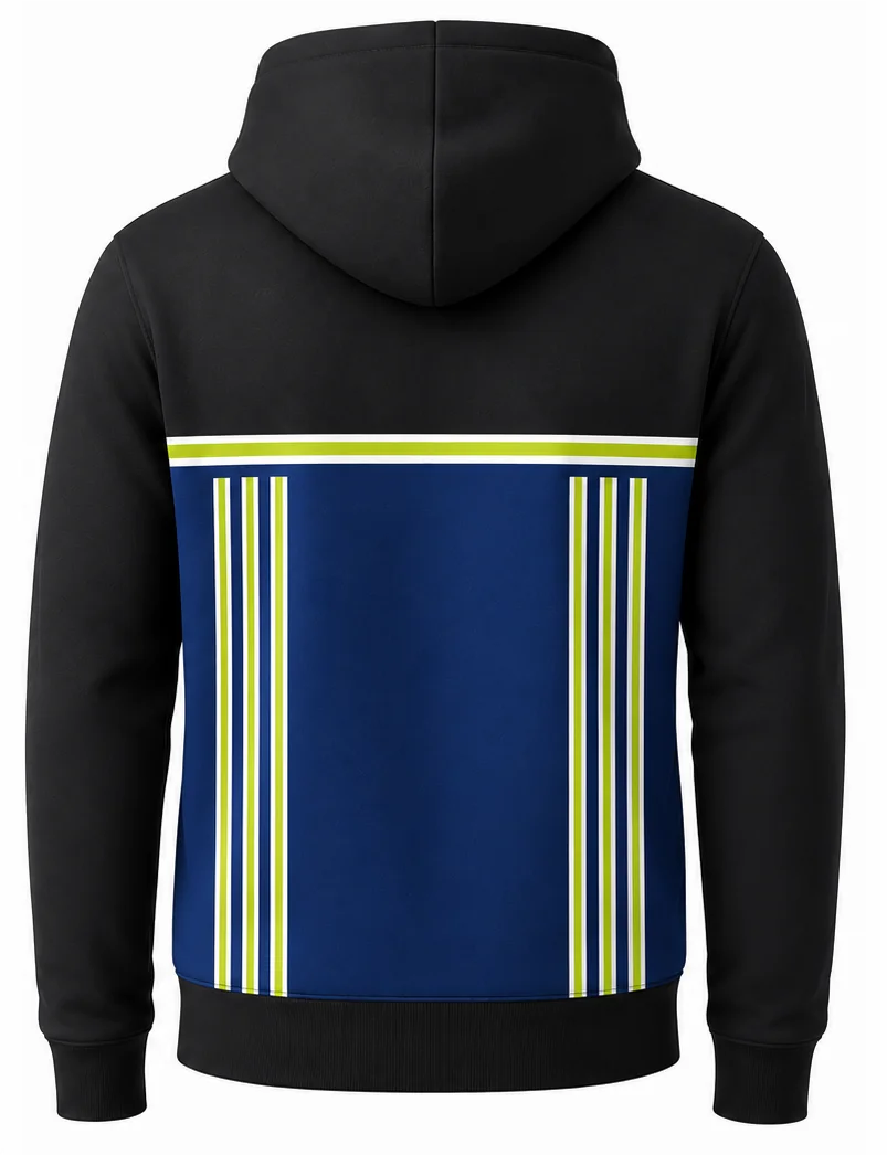 HS Rush sublimated crew racing hoodie back view — team apparel with full sublimation graphic, made in Watertown, MA