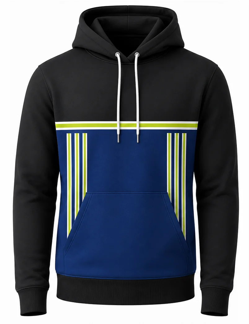 HS Rush sublimated crew racing hoodie front view — full-color pit crew hoodie, poly fleece, made in USA by HS Race Gear