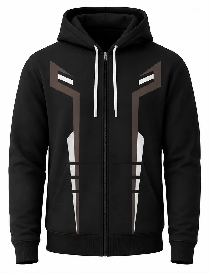 HS Super sublimated crew racing hoodie front view — full-color pit crew hoodie, poly fleece, made in USA by HS Race Gear