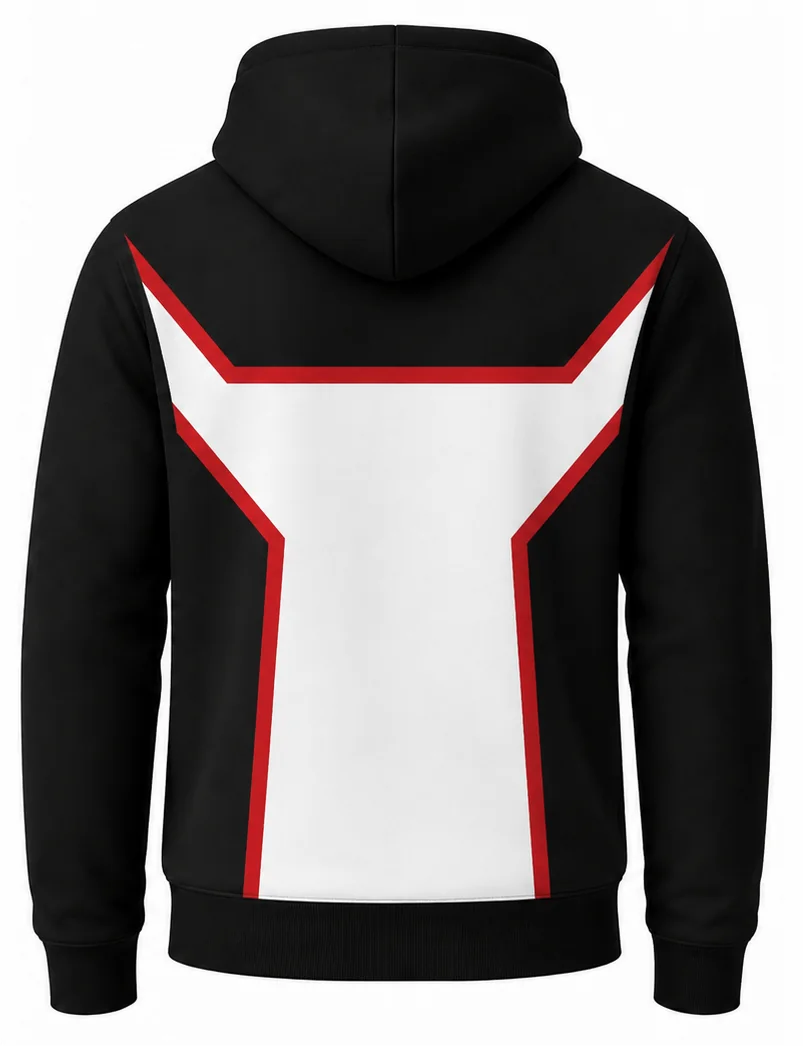 HS Winged sublimated crew racing hoodie back view — team apparel with full sublimation graphic, made in Watertown, MA