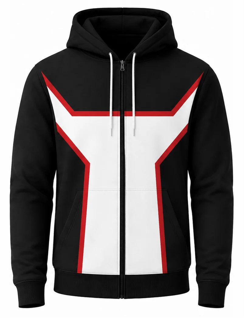 HS Winged sublimated crew racing hoodie front view — full-color pit crew hoodie, poly fleece, made in USA by HS Race Gear